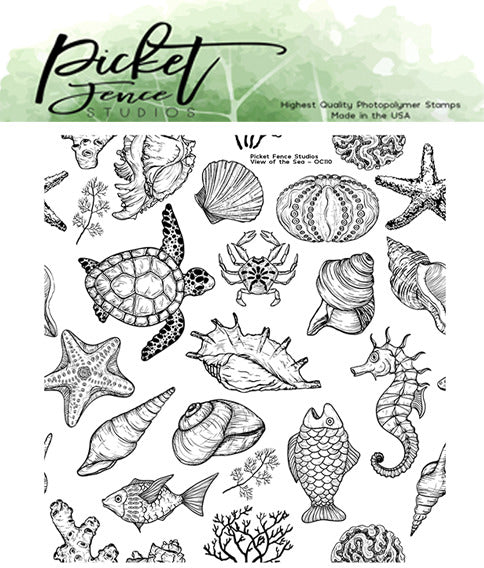 Picket Fence Studios 4"X4" Clear Stamp Set, View of the Sea