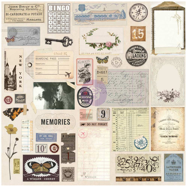 Prima Traveler's Journal Embellishments - Vintage Ephemera And Sticker Sheet - Scrapbooking Fairies