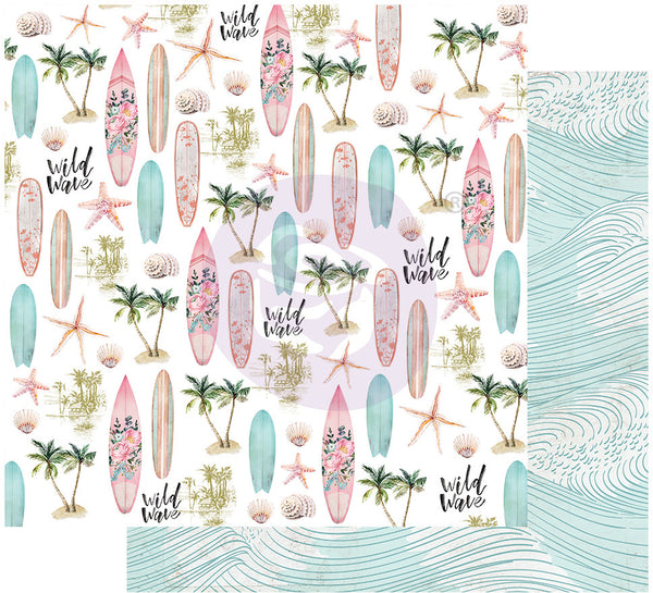 Prima, Surfboard Collection, Double-Sided Cardstock 12"X12", Wild Wave