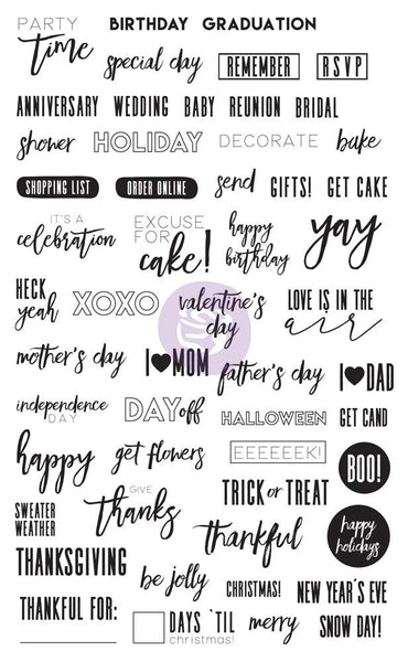 Prima, Frank Garcia Planner Accessories, Clear Stamps "Celebrations"