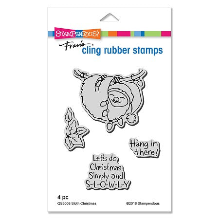 Stampendous, Cling Stamps & Dies Combo, Sloth Christmas