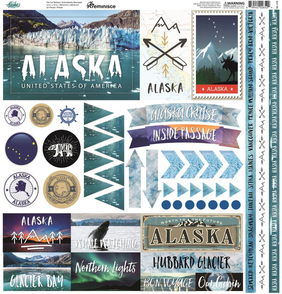 Reminisce, Elements Cardstock Stickers 12"X12", Alaska Cruise
