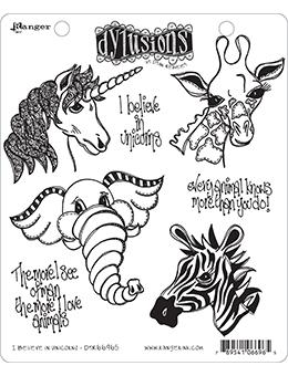 Dyan Reaveley's Dylusions Cling Stamp Collections 8.5"X7", I Believe In Unicorns