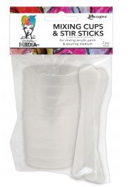 Dina Wakley, Media Mixing Cups & White Stir Sticks 5/Pkg