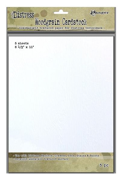 Ranger, Tim Holtz Heavyweight Texture Distress Paper, Wood Grain 8.5" X 11" (5 Sheets)