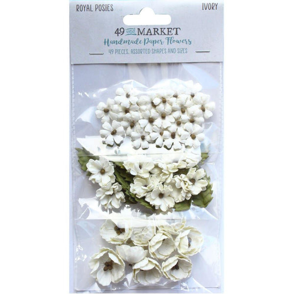 49 And Market, Royal Posies, Paper Flowers 49/Pkg, Ivory