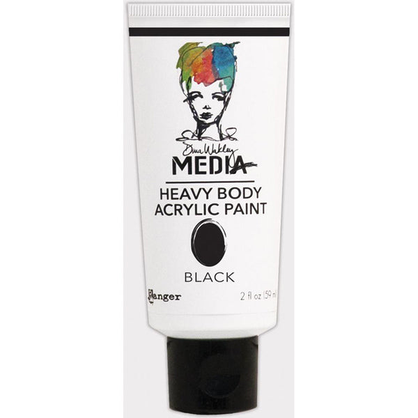 Ranger, Dina Wakley Heavy Body Acrylic Paints Tube - Black - Scrapbooking Fairies