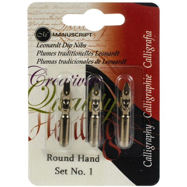 Manuscript Calligraphy Pen Nibs - Carded 3/Pkg, Round Hand - 1, 2 & 3