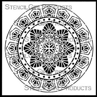 Stencil Girl, Art Deco Flower Medallion, 6"x6" Stencil, Designed by Gwen Lafleur