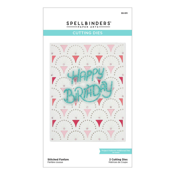 Spellbinders, Stitched Fanfare Etched Dies from the Birthday Celebrations Collection