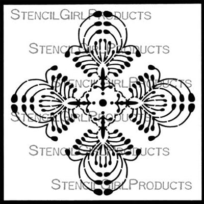 Stencil Girl, Decorative Flower Stamen Medallion, 6"x6" Stencil, Designed by Gwen Lafleur