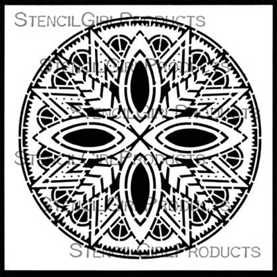 Stencil Girl, Boho Mandala Circle, 6"x'6" Stencil, Designed by Gwen Lafleur