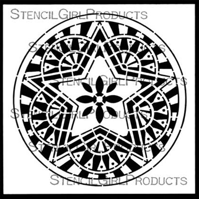 Stencil Girl, Boho Star Circle, 6"x'6" Stencil, Designed by Gwen Lafleur