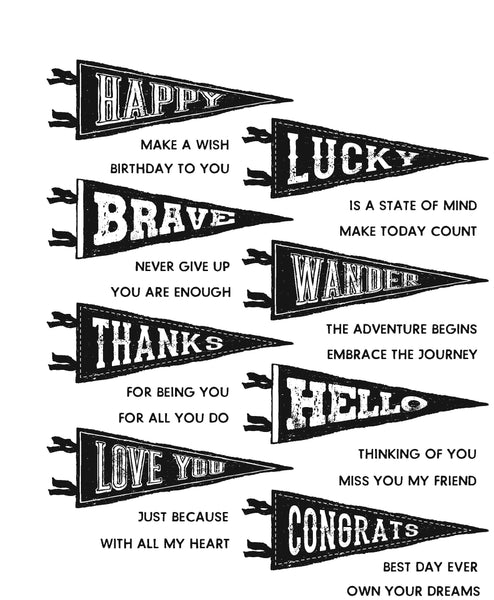Stampers Anonymous - Tim Holtz, Cling Stamps 7"X8.5", Pennants - Scrapbooking Fairies