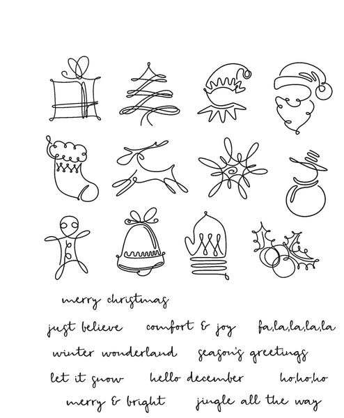 Tim Holtz Cling Stamps 7"X8.5", December Doodles (CMS355)