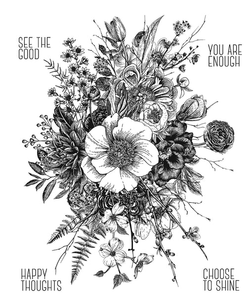 Tim Holtz Cling Stamps 7"X8.5", Glorious Garden (Grid Block is included) (CMS366)