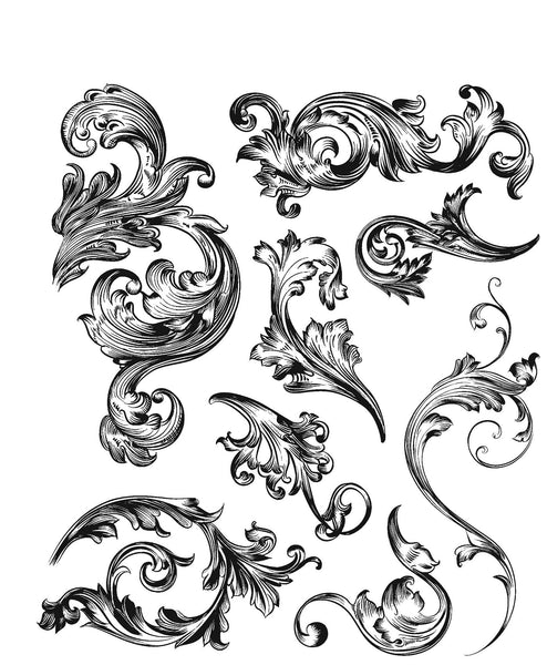 Tim Holtz Cling Stamps 7"X8.5", Scrollwork (CMS367)