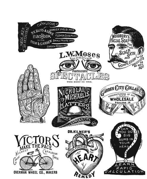 Tim Holtz Cling Stamps 7"X8.5", Eclectic Adverts
