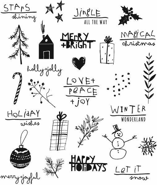 Tim Holtz Cling Stamps 7"X8.5", Seasonal Scribbles (CMS386)