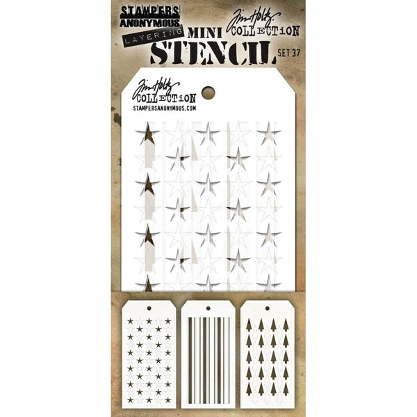 Tim Holtz Mini Layered Stencil Set 3/Pkg, Set #37