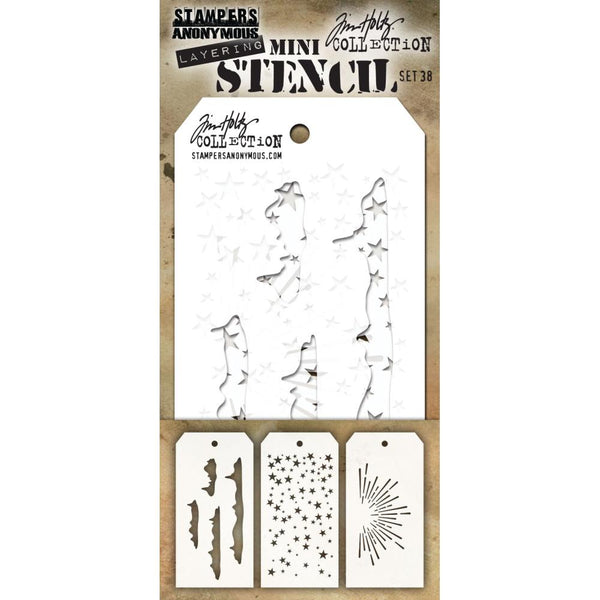 Tim Holtz Mini Layered Stencil Set 3/Pkg, Set #38