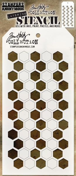 Tim Holtz Layered Stencil 4.125"X8.5", Shifter Hex