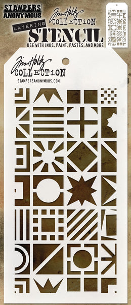 Tim Holtz Layered Stencil 4.125"X8.5", Patchwork Cube