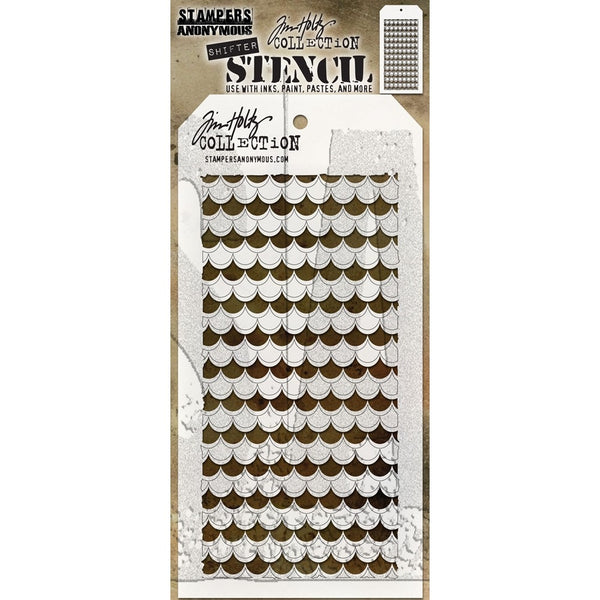 Tim Holtz Layered Stencil 4.125"X8.5", Shifter Scallop