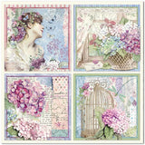 Stamperia Double-Sided Cardstock 12"X12", 4 Cards, Hortensia