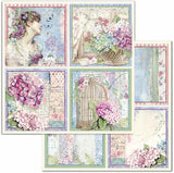 Stamperia Double-Sided Cardstock 12"X12", 4 Cards, Hortensia