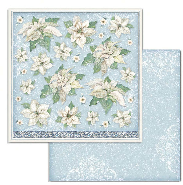 Stamperia Double-Sided Cardstock 12"X12", Winter Tales - Poinsettia