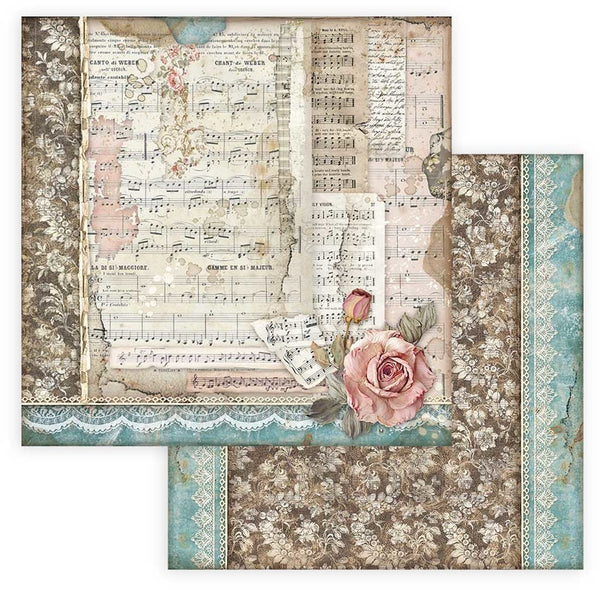 Stamperia Double-Sided Cardstock 12"X12", Roses & Music, Passion