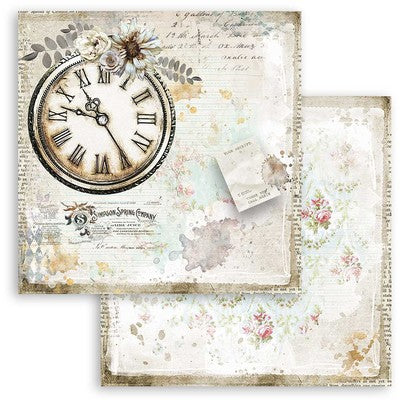 Stamperia Double-Sided Cardstock 12"X12", Journal Clock, Romantic