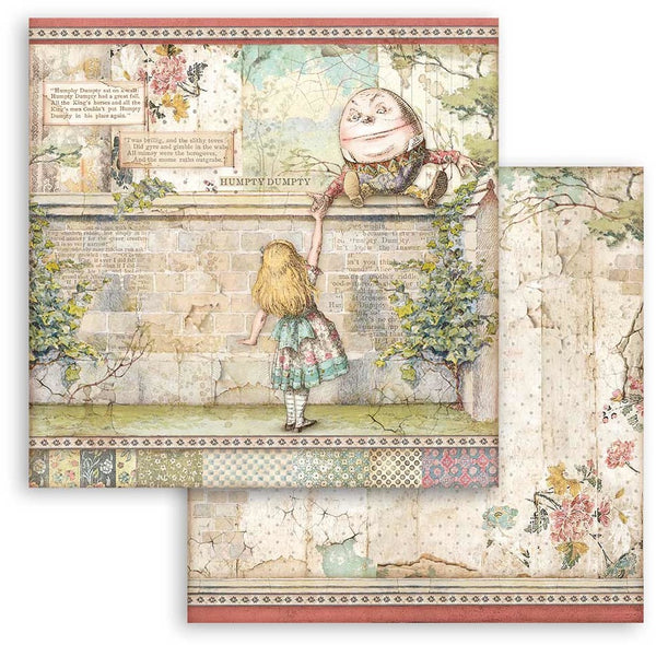Stamperia Double-Sided Cardstock 12"X12", Alice Through The Looking Glass - Humpty Dumpty
