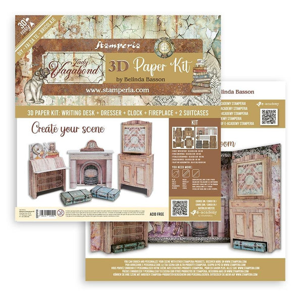 Stamperia 3D Paper Kit, Lady Vagabond Lifestyle, Minature Dream Room