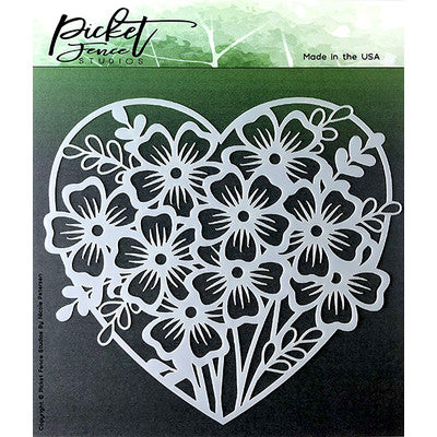 Picket Fence Studio, Stencil, Heart of Flowers