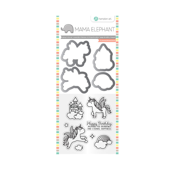 Mama Elephant Stamp & Die Set 4"X8", Over the Rainbow