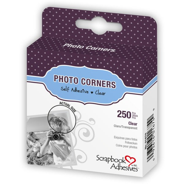 3L Adhesives, Photo Corners, Polypropylene Clear Box - Scrapbooking Fairies
