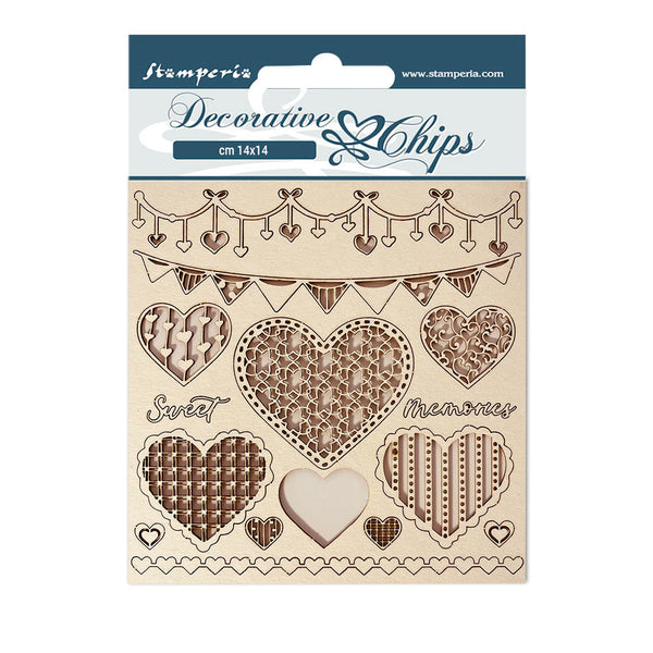Stamperia Decorative Chips 5.5"X5.5", Day Dream Hearts
