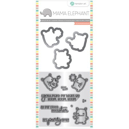 Mama Elephant Stamp & Die Set 4"X8", Rock Monster