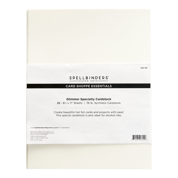 Spellbinders Card Shoppe Essentials, Glimmer Specialty Cardstock, 8.5"x11", 76 lbs Synthetic Cardstock