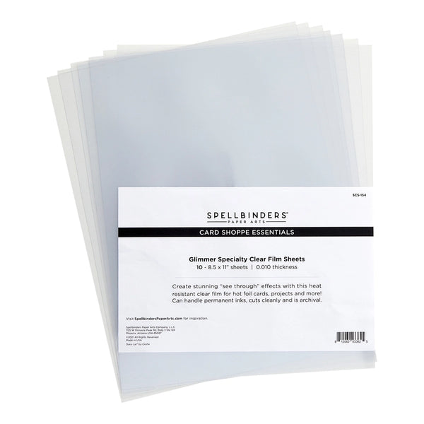 Spellbinders, Card Shoppe Essentials, Glimmer Specialty Clear Film Sheet, 8.5"x11"