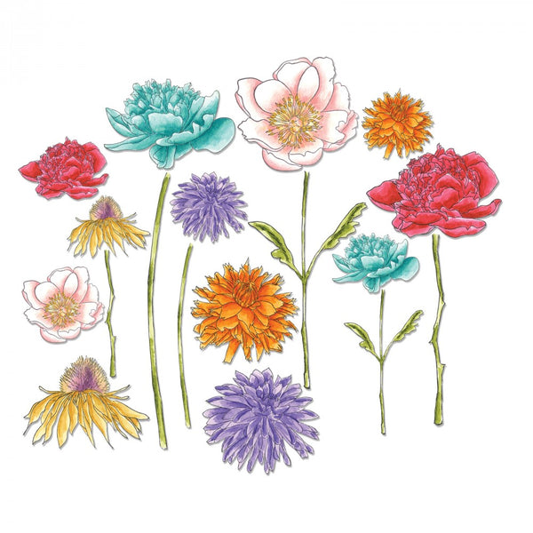 Sizzix, Tim Holtz Alterations, Framelits Die Set 18PK - Flower Garden & Mini Bouquet - Scrapbooking Fairies