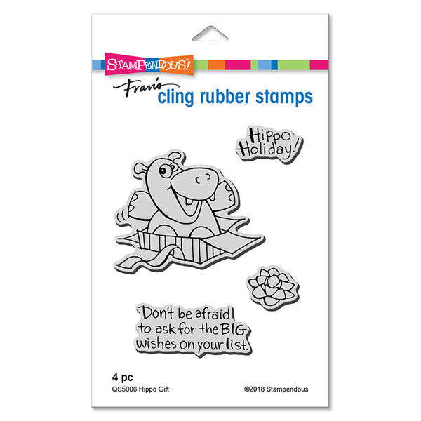 Stampendous, Hippo Gift, Cling Stamps