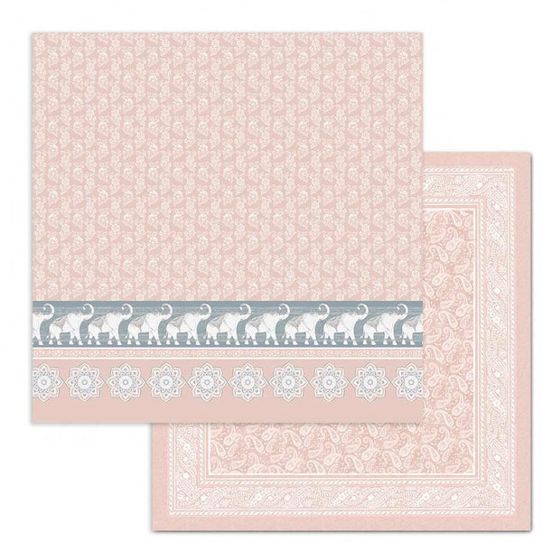 Stamperia Double-Sided Cardstock 12"X12", 26 Secrets of India, Elephants Pink