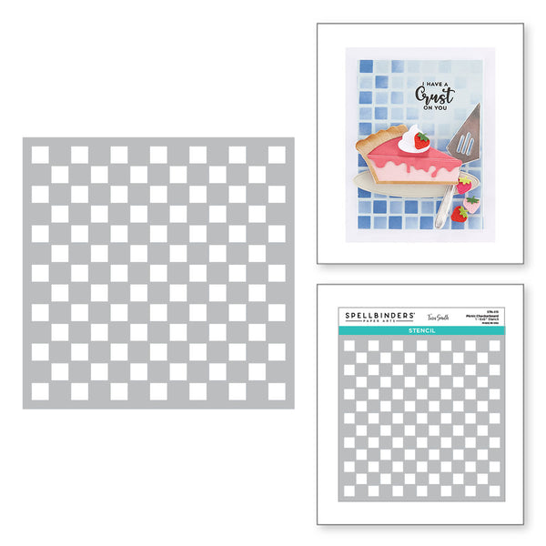 Spellbinders, 6"x6" Stencil, Pie Perfection Collection, Picnic Checkerboard
