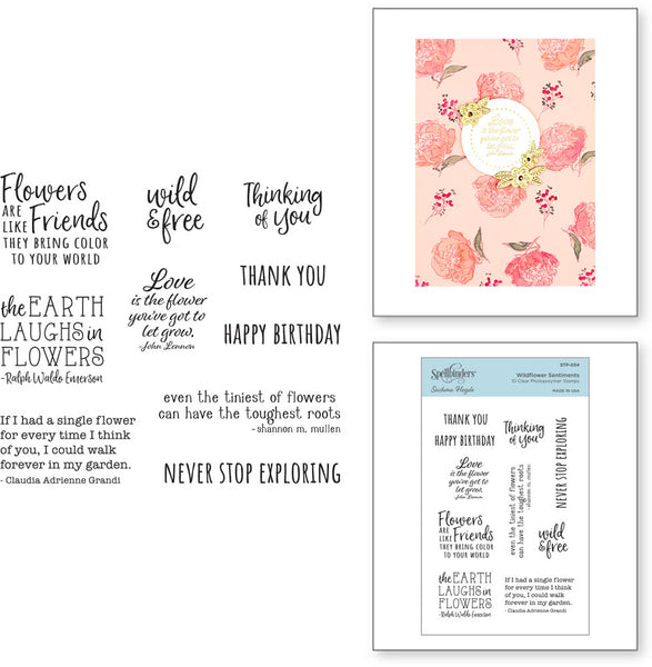 Spellbinders, Wildflower Sentiments Clear Stamp Set from Watercolor Florals by Sushma Hegde