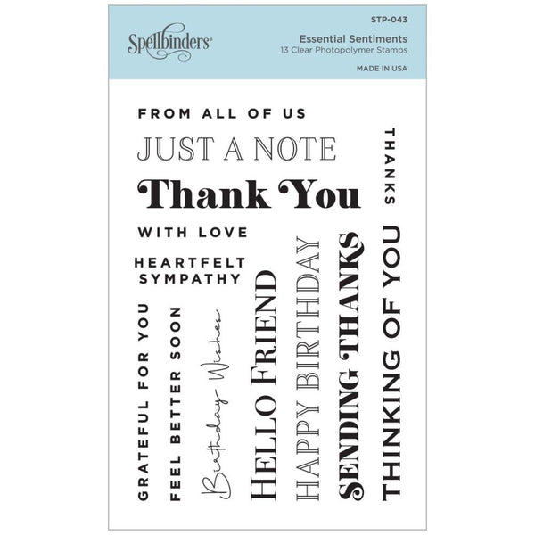 Spellbinders Clear Acrylic Stamps, Essential Sentiments (STP-043)
