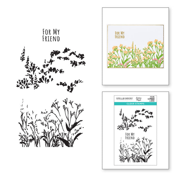 Spellbinders, Layered Wildflowers Scene Clear Stamp Set from the Into the Wilderness Collection by Sushma Hegde