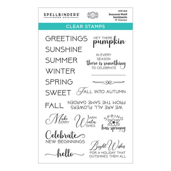 Spellbinders Clear Acrylic Stamps By Becca Feeken, Seasonal Motif Sentiments (STP-150)